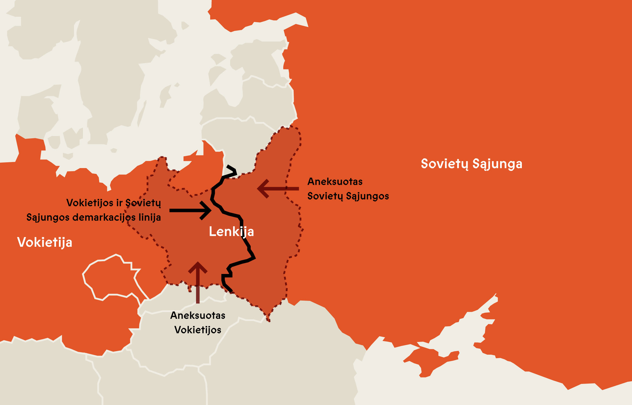 Map illustrating German Soviet Pact