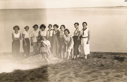A group of girls on the shore