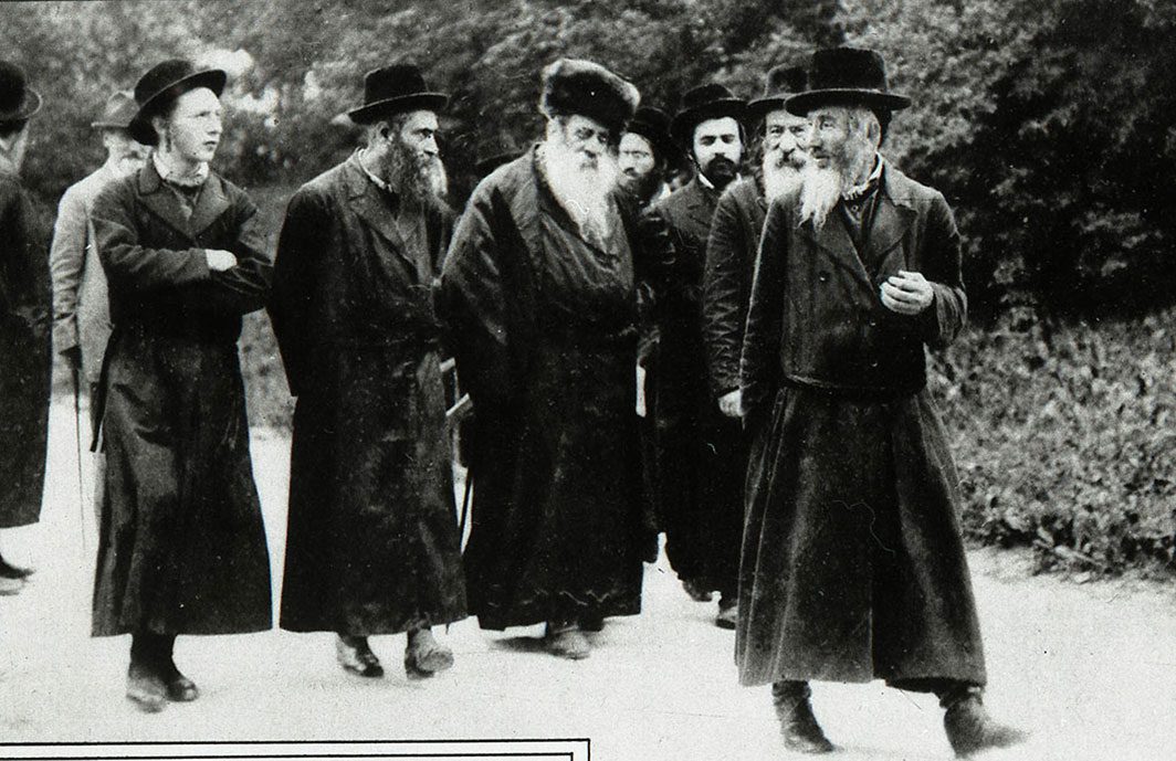 Hasidic Jews walking in a resort town