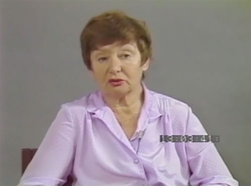 Screen shot of Beba Leventhal while giving her testimony