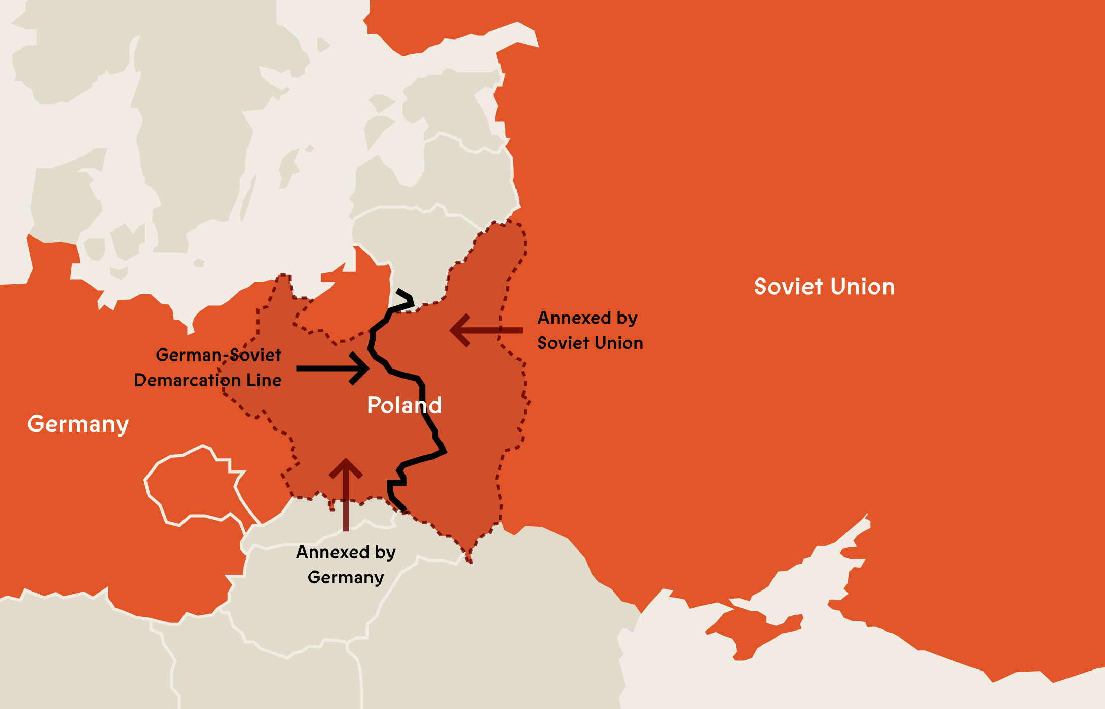 Map of German-Soviet (Ribbentrop-Molotov) Pact