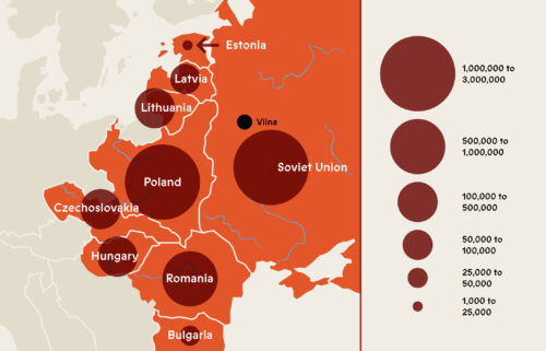 Map of Jewish population in East European countries in 1933.